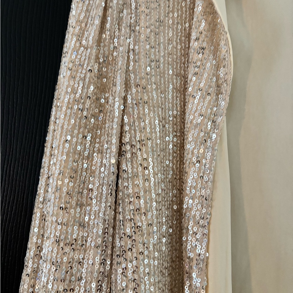 Sequined Open Front Jacket in Champagne - Picture 2 of 3